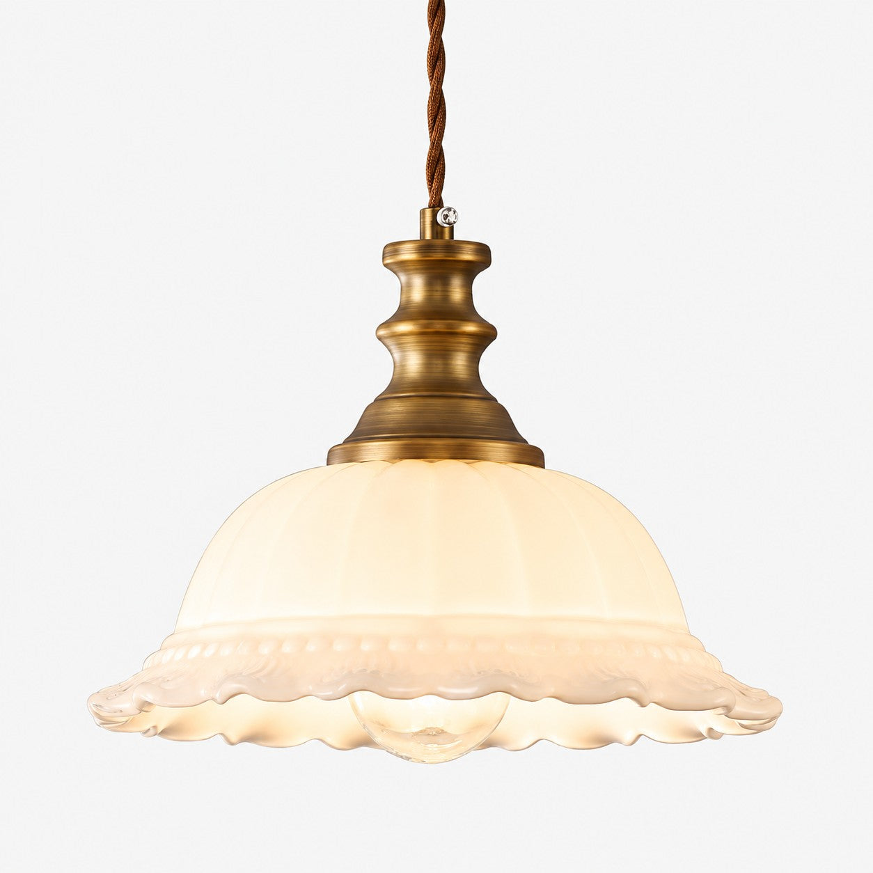 Vintage Fluted Glass Pendant Light for Kitchen & Dining