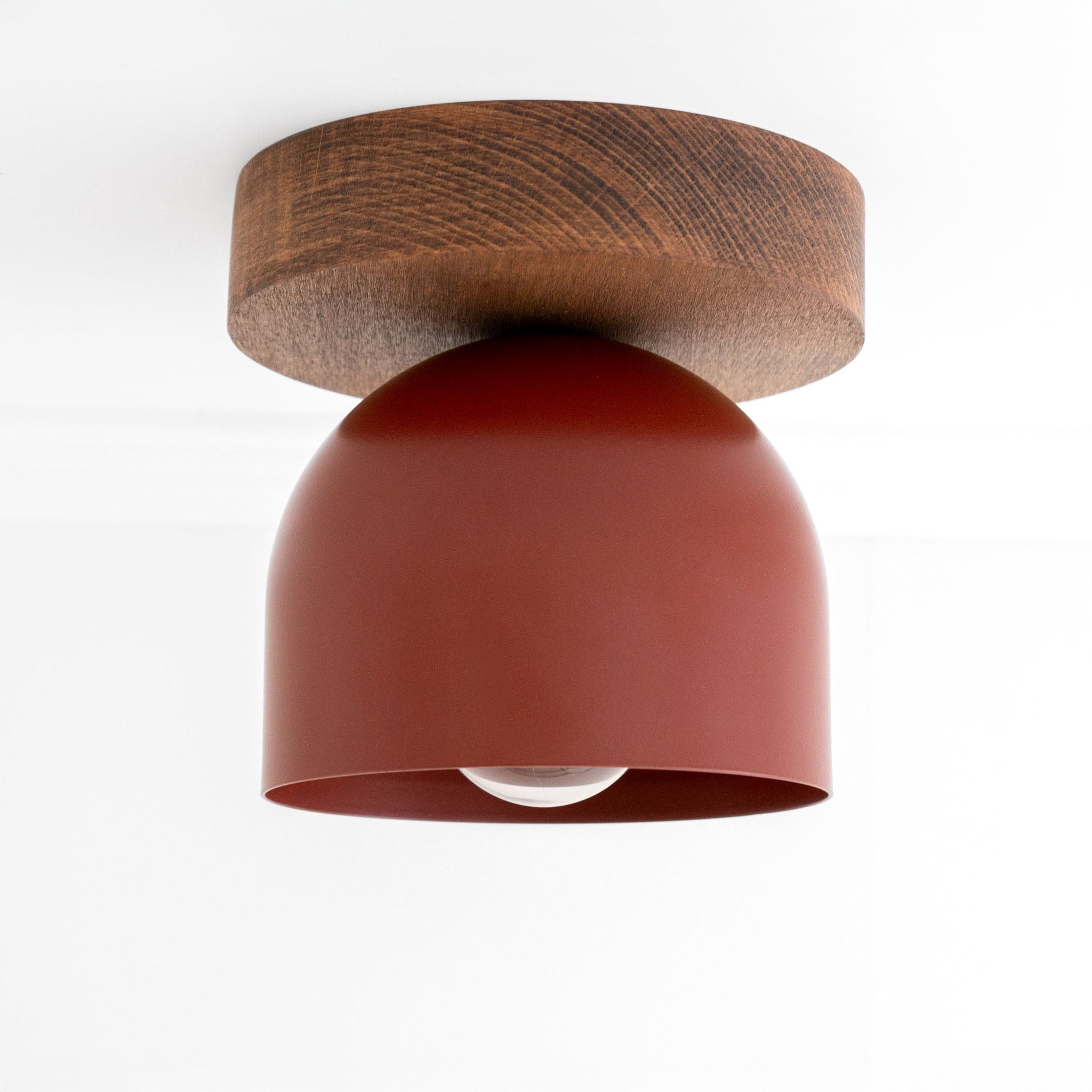Metio Dome Moderne rustikale Deckenleuchte – Holz- und Metallfusion