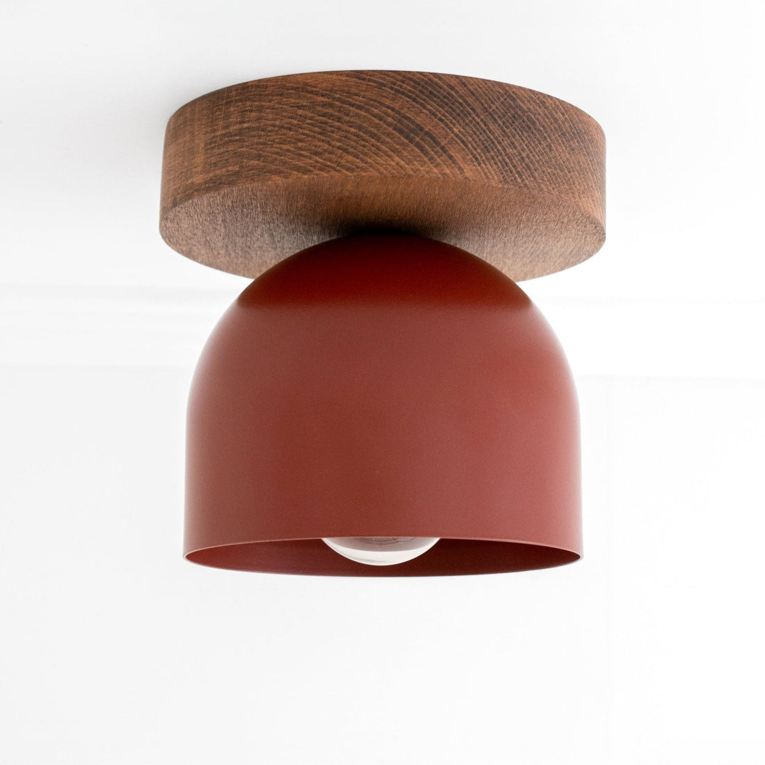 Metio Dome Moderne rustikale Deckenleuchte – Holz- und Metallfusion