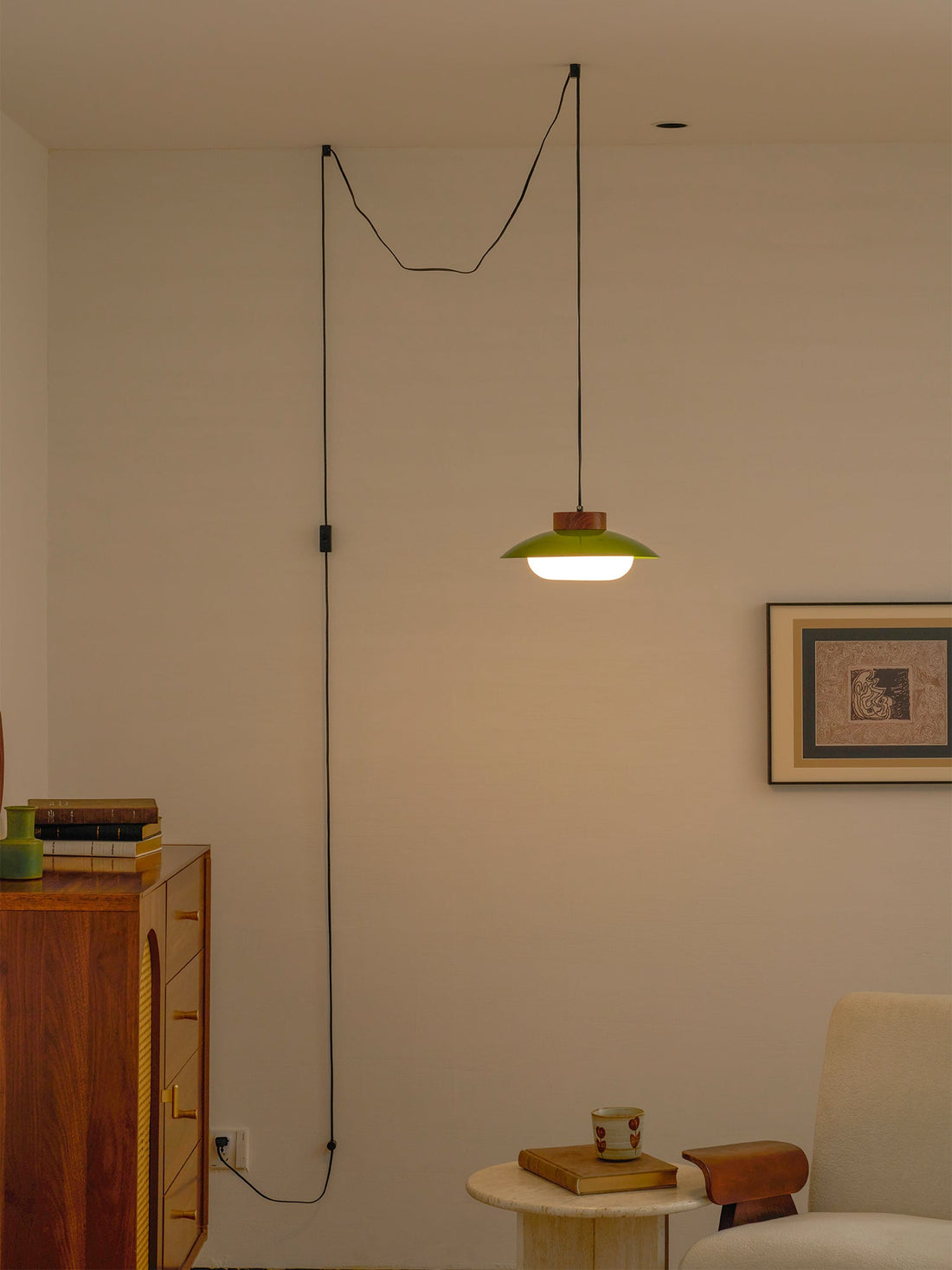 Saucer Plastic Plug-In Pendant Lamp