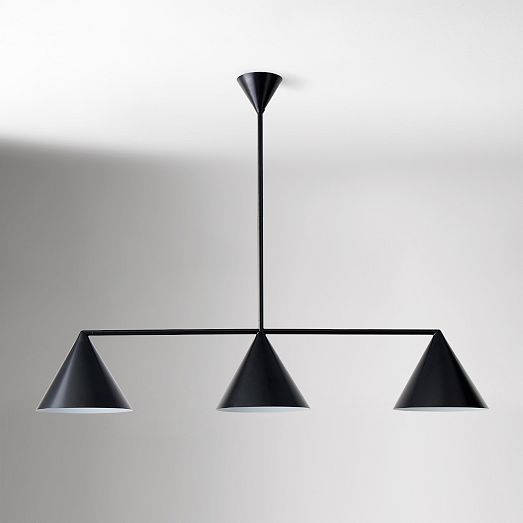 Brivana Modern Metal Chandelier - Black Cone Pendant Lamp for Office