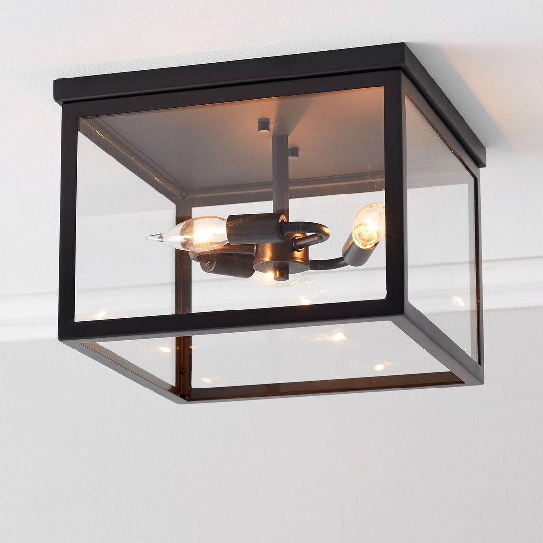 Ferrix Classic Outdoor Ceiling Lamp - Iron Glass Flush Mount for Porch