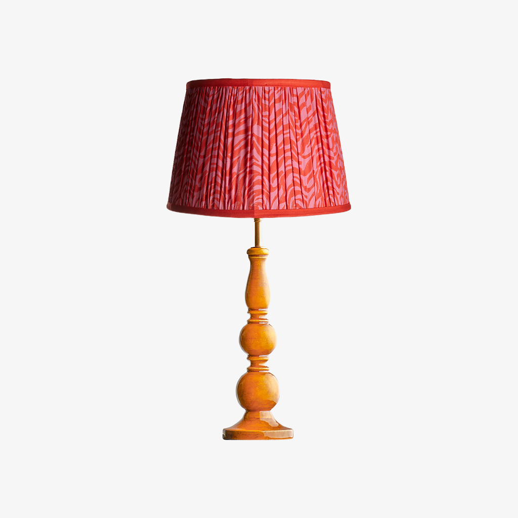Grainora Table Lamp with Wooden Grain Base – Fabric Lampshade for Living Rooms