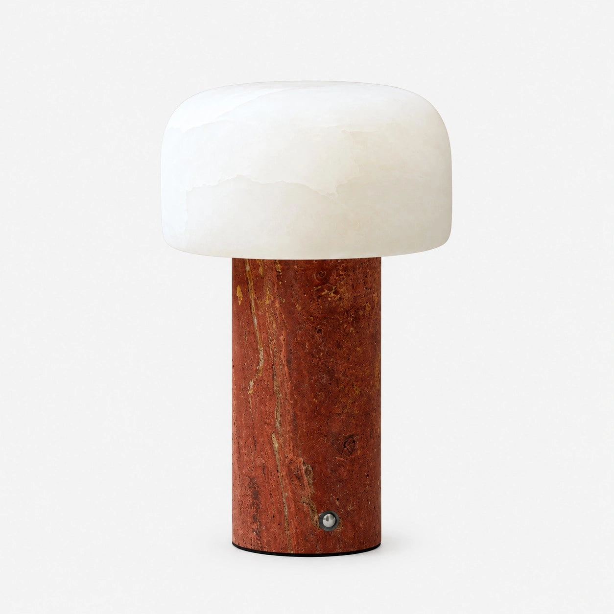 table lamp with Dolomite shade and Red Travertine base