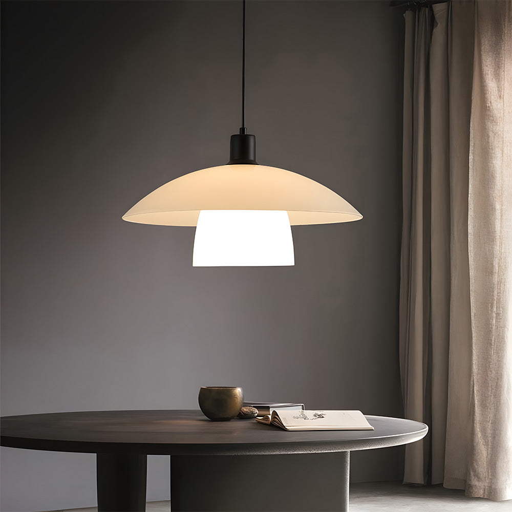 Modern White Glass Pendant Lights - Frosted Design for Living Room