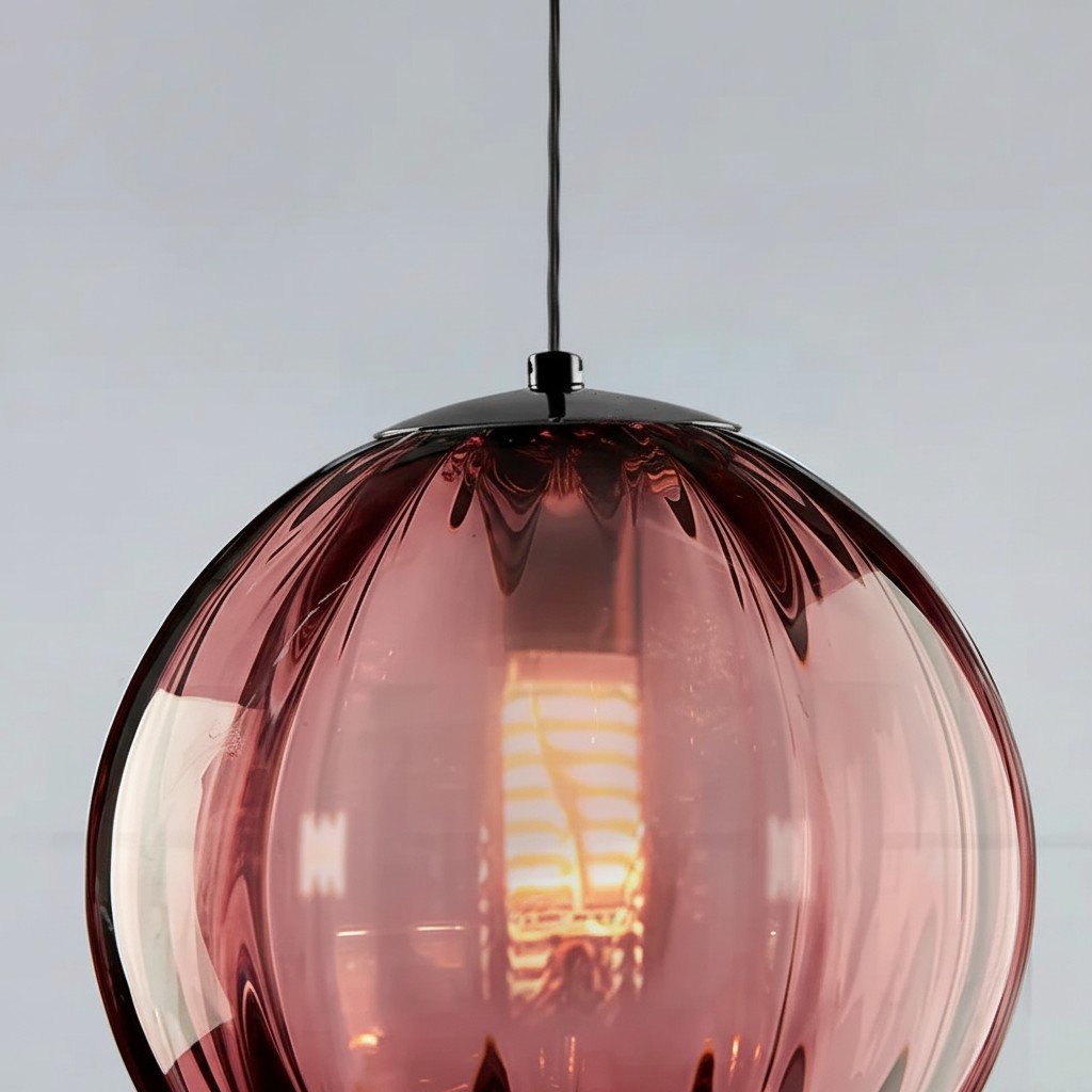 Lunorie Iron Metal Glass Globe Pendant Light – Sculpted Adjustable Pendant for Dining Spaces