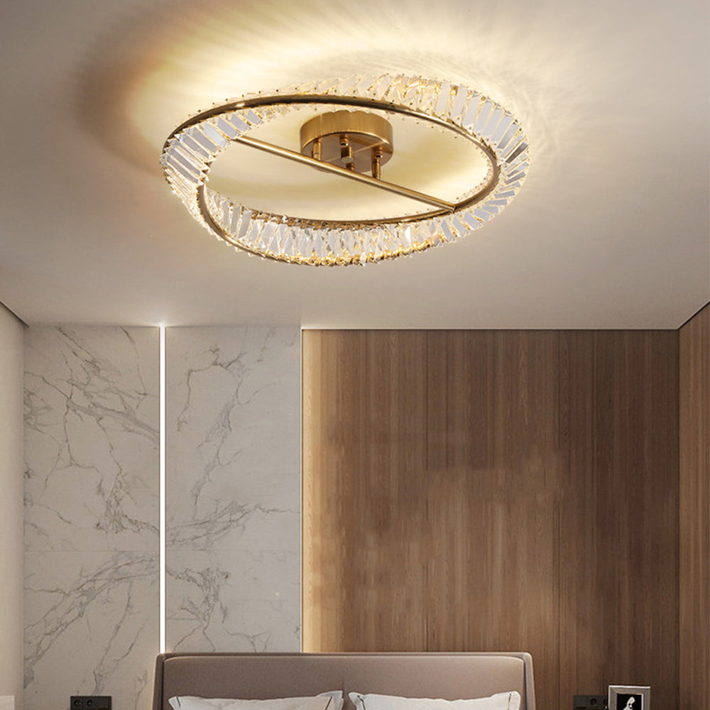Modern LED Crystal Ceiling Lamp – Round Fixture for Living Room