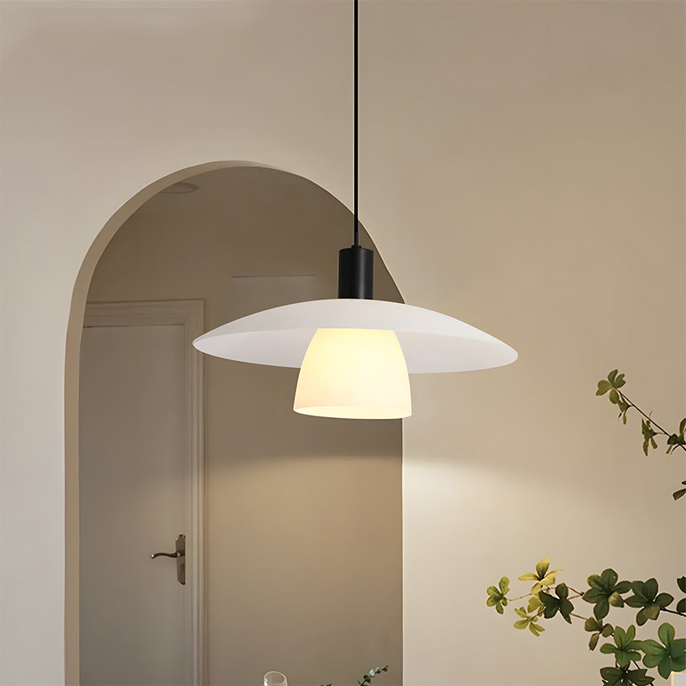 Modern White Glass Pendant Lights - Frosted Design for Living Room