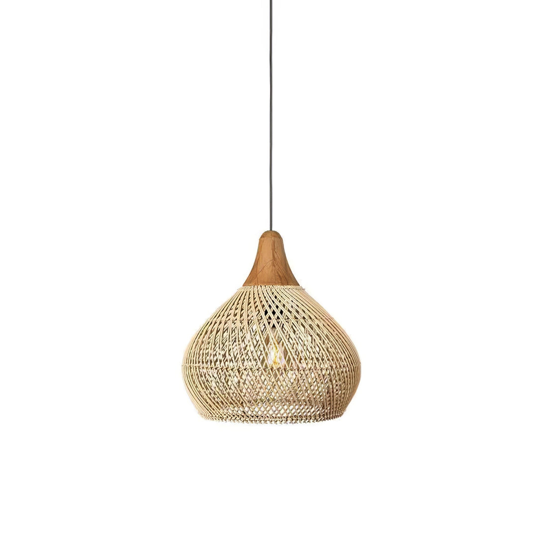 Woven Rattan Wood Plug-In Pendant Light