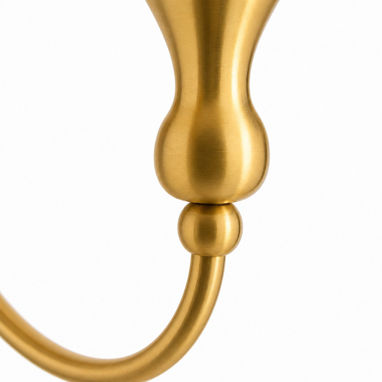 French Vintage Opal Glass Wall Sconce - Curved metal arm close-up