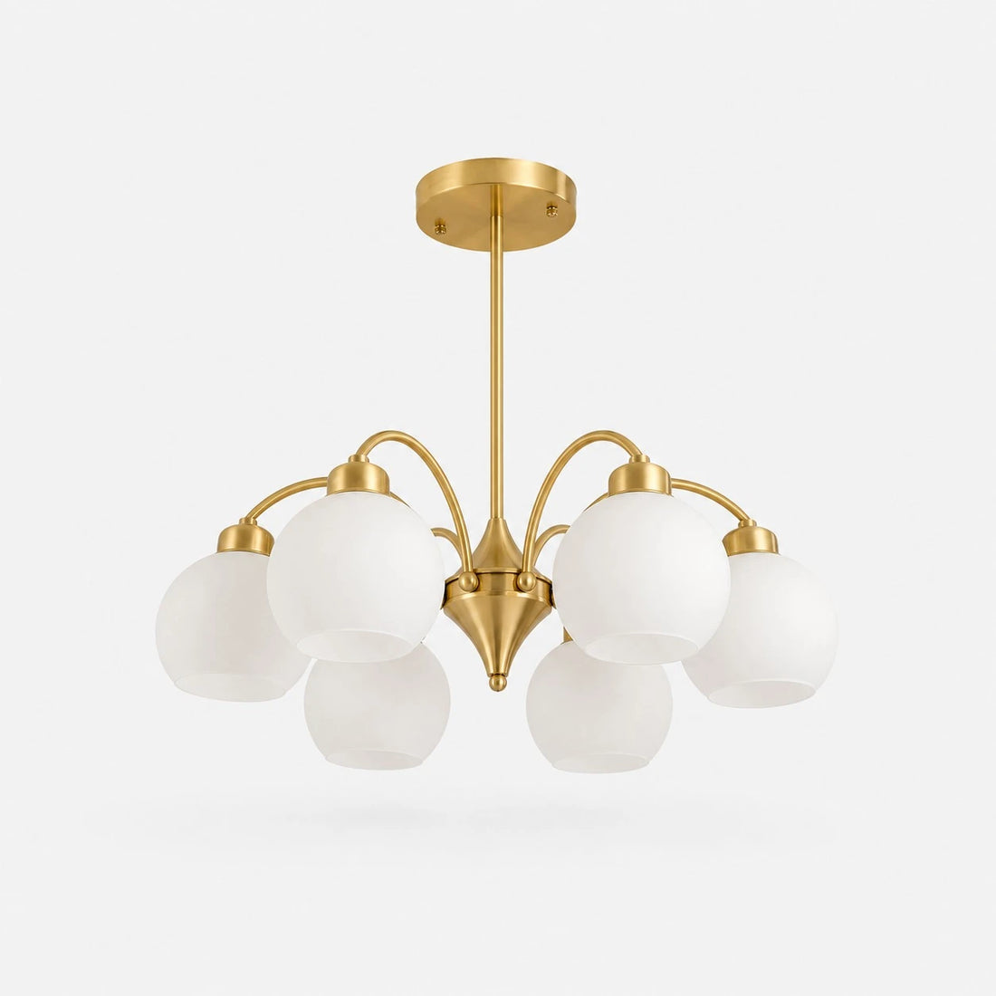Solid brass 6-light glass globe chandelier