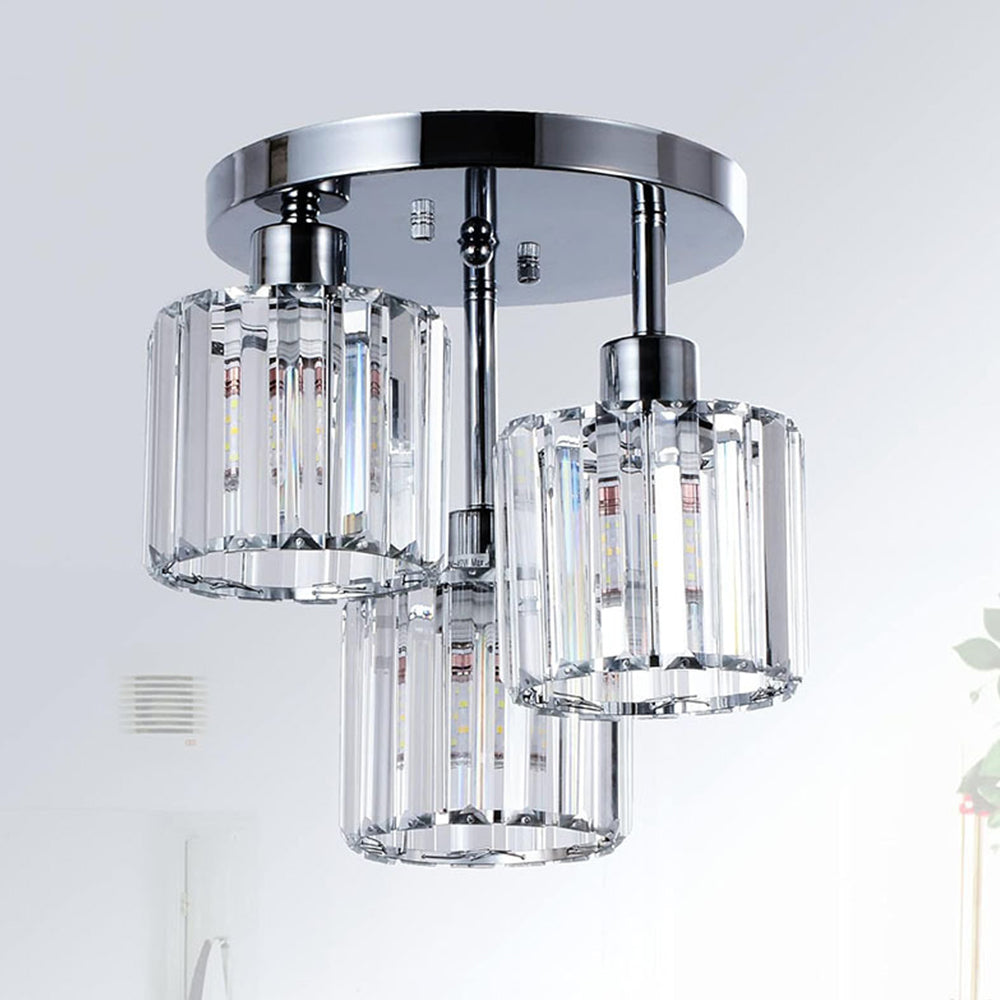 Modern Crystal Ceiling Light - Multi-head Semi Flush Mount for Bedroom