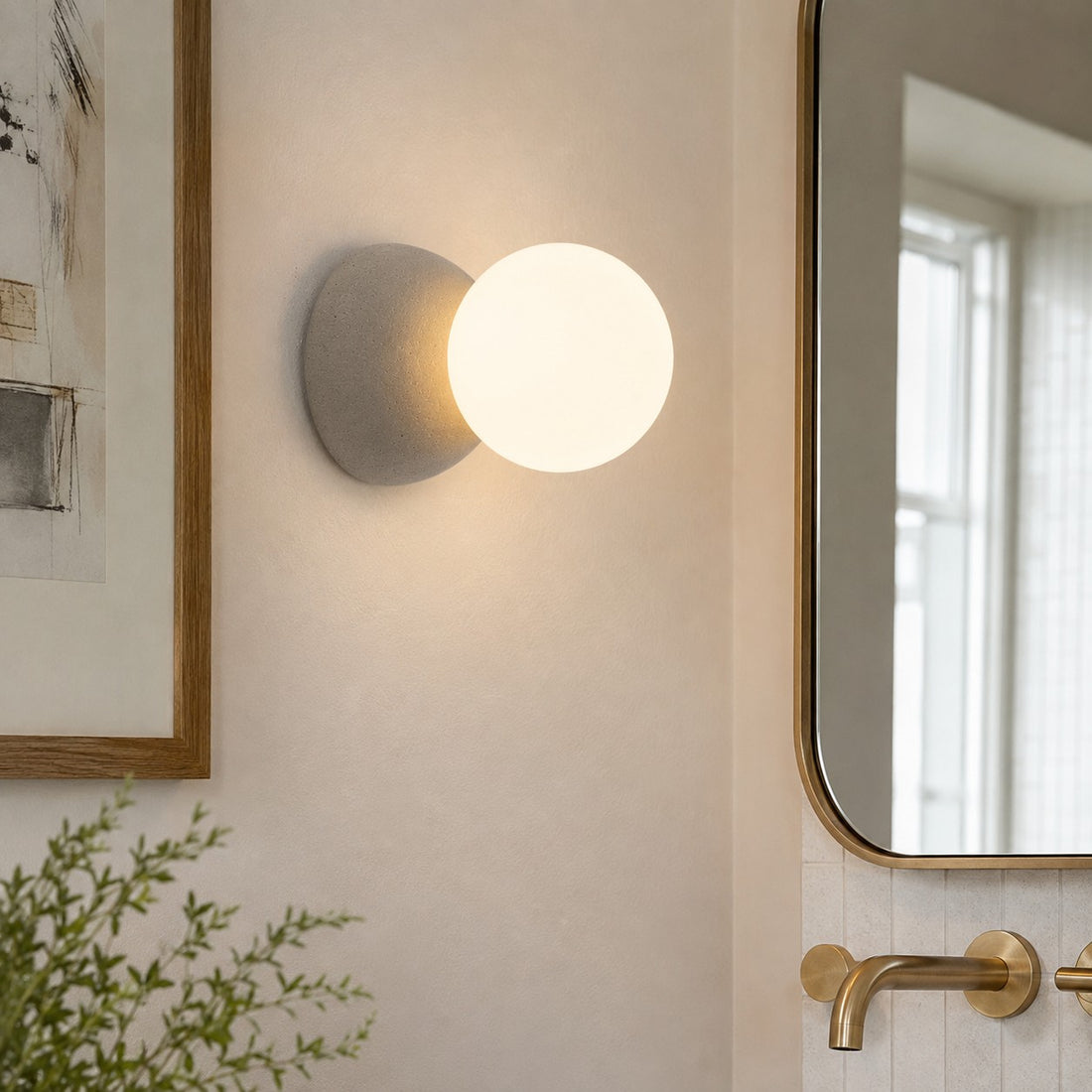 Sculptural Concrete Globe Wall Lamp