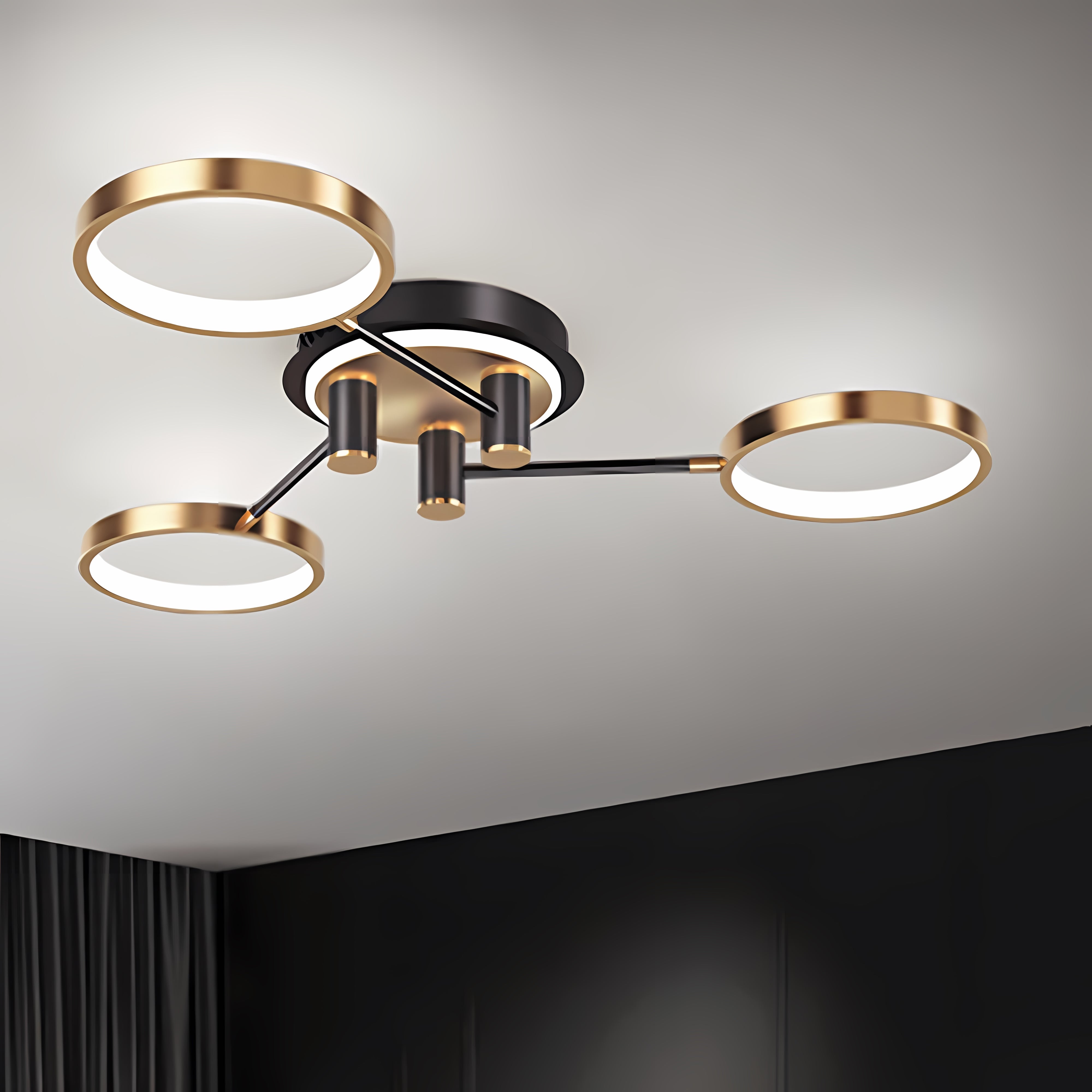 Gold Circle Ceiling Light - Creative LED Living Room Lighting Modern