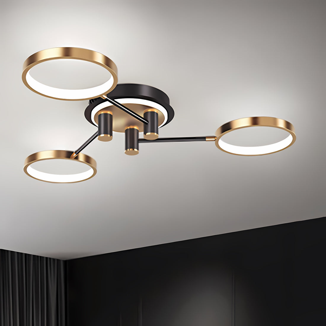 Gold Circle Ceiling Light - Creative LED Living Room Lighting Modern
