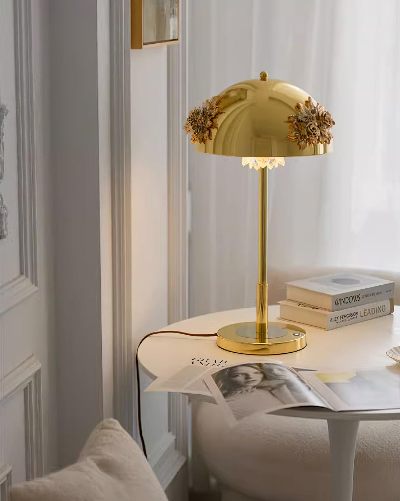 Table Lamp with Built-in Battery - Artistic Floral Light for Room