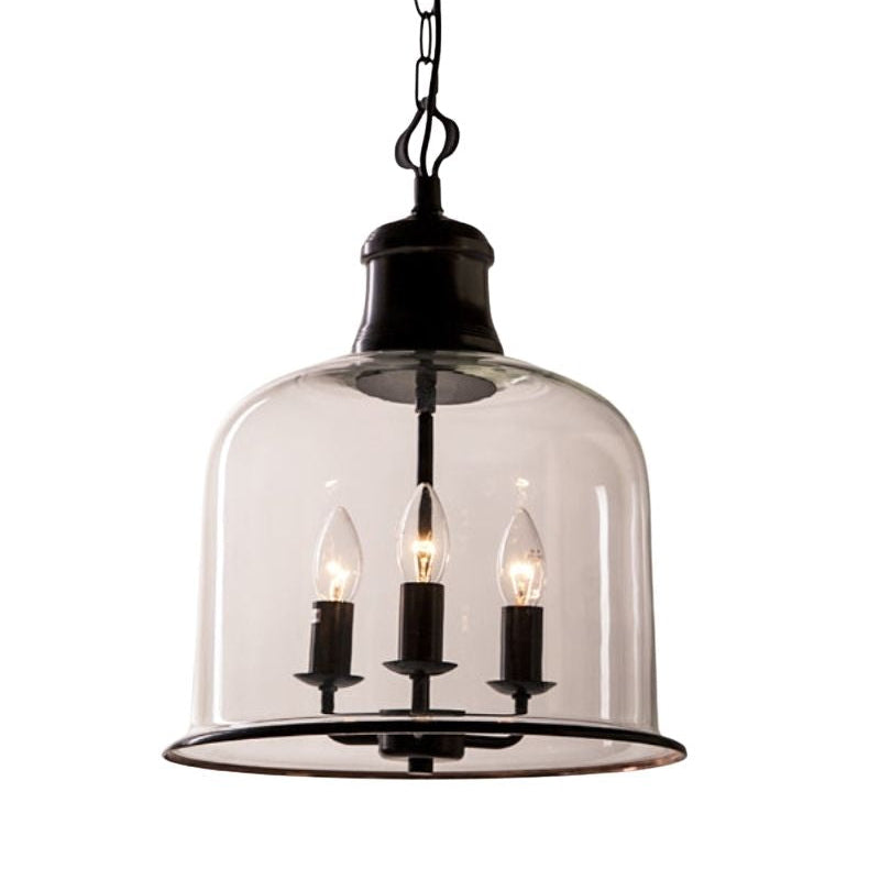 Retro Glass Bell Transparent Pendant Light