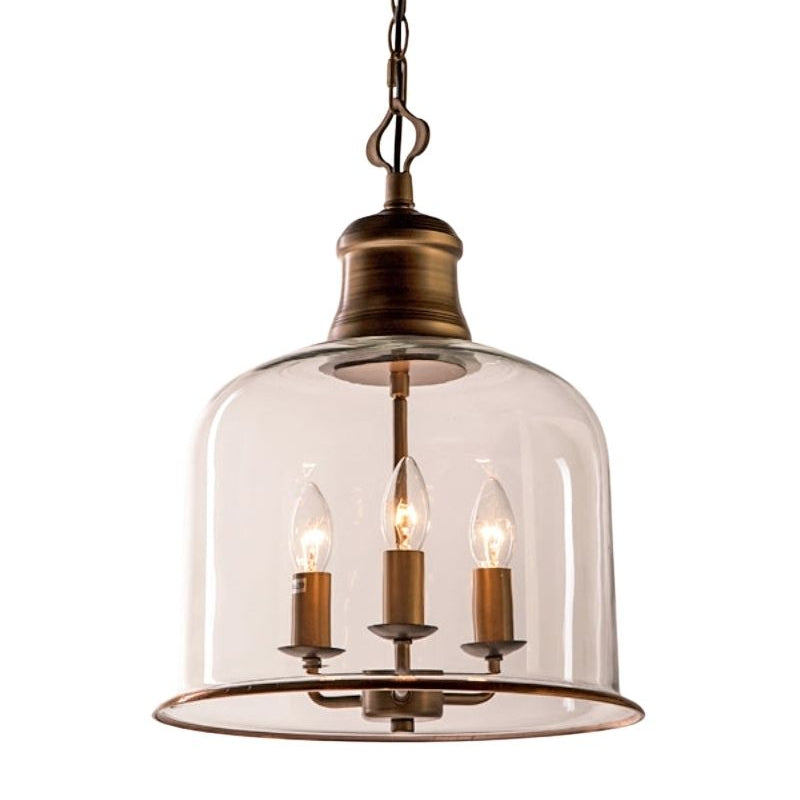 Retro Glass Bell Transparent Pendant Light