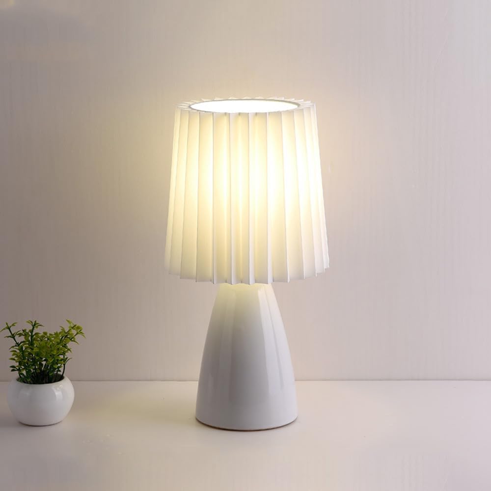 Modern Mini Table Lamp - Simple Fabric Shade with Metal Base