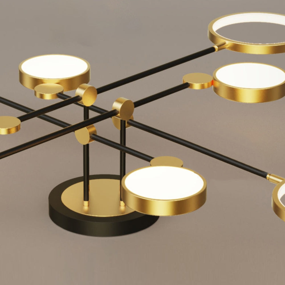 Branch Ring Chandelier - Gold Black Multi Light for Modern Bedroom
