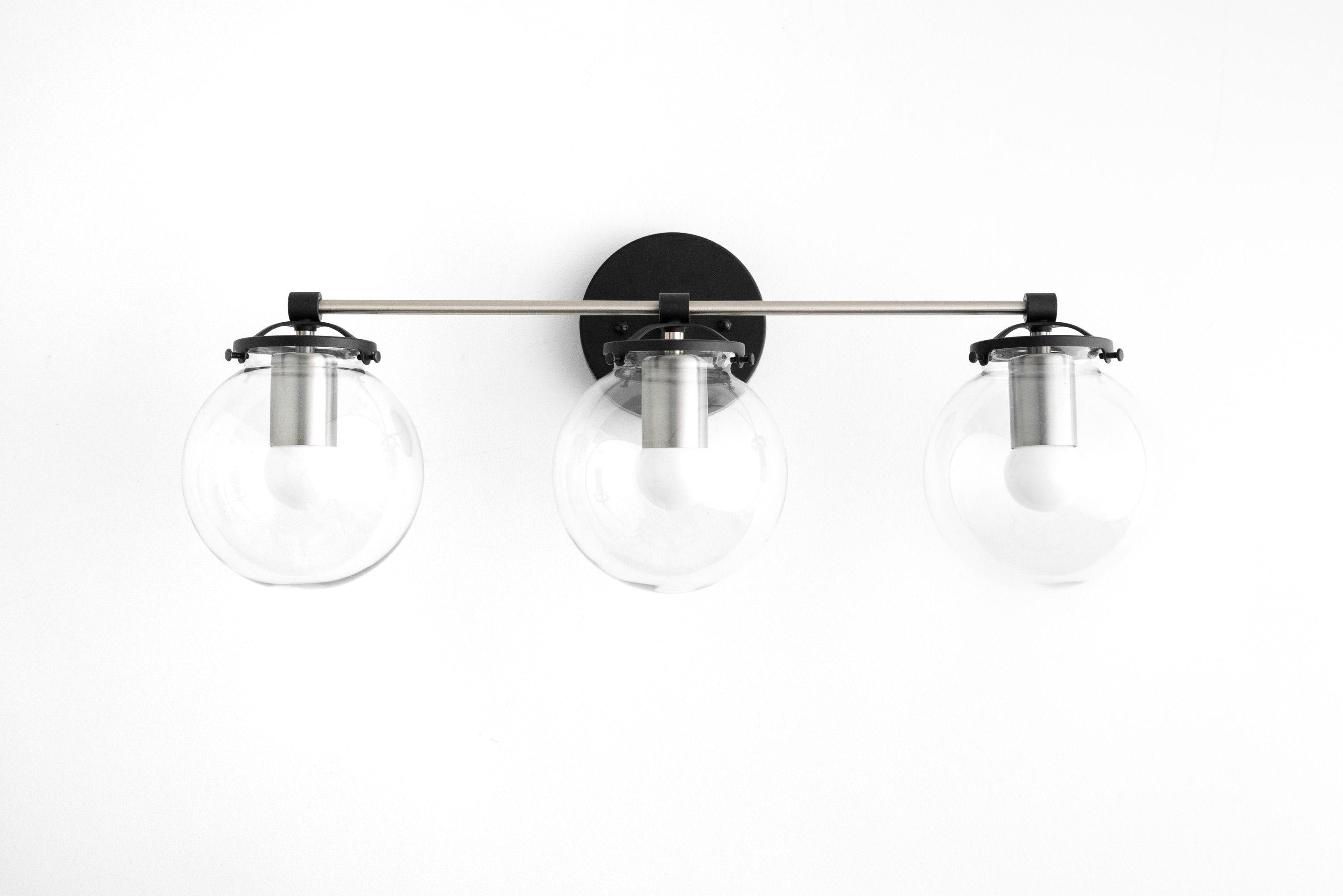 Glorica Glass 3 Shade Globe Vanity Light - Soft Bathroom Light Fixture