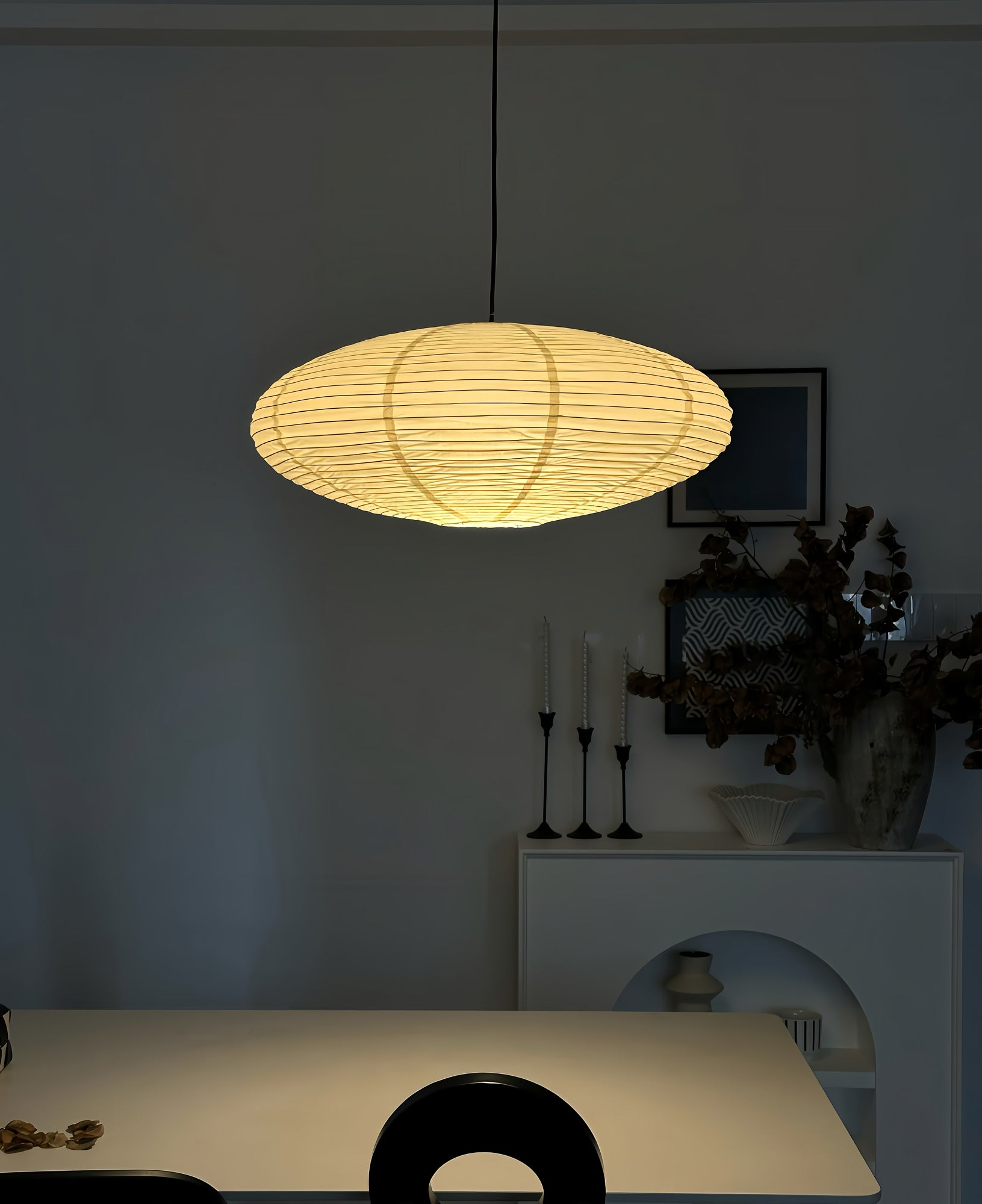 Washi Paper Pendant Lamp - Handcrafted Mulberry Light for Cozy Room