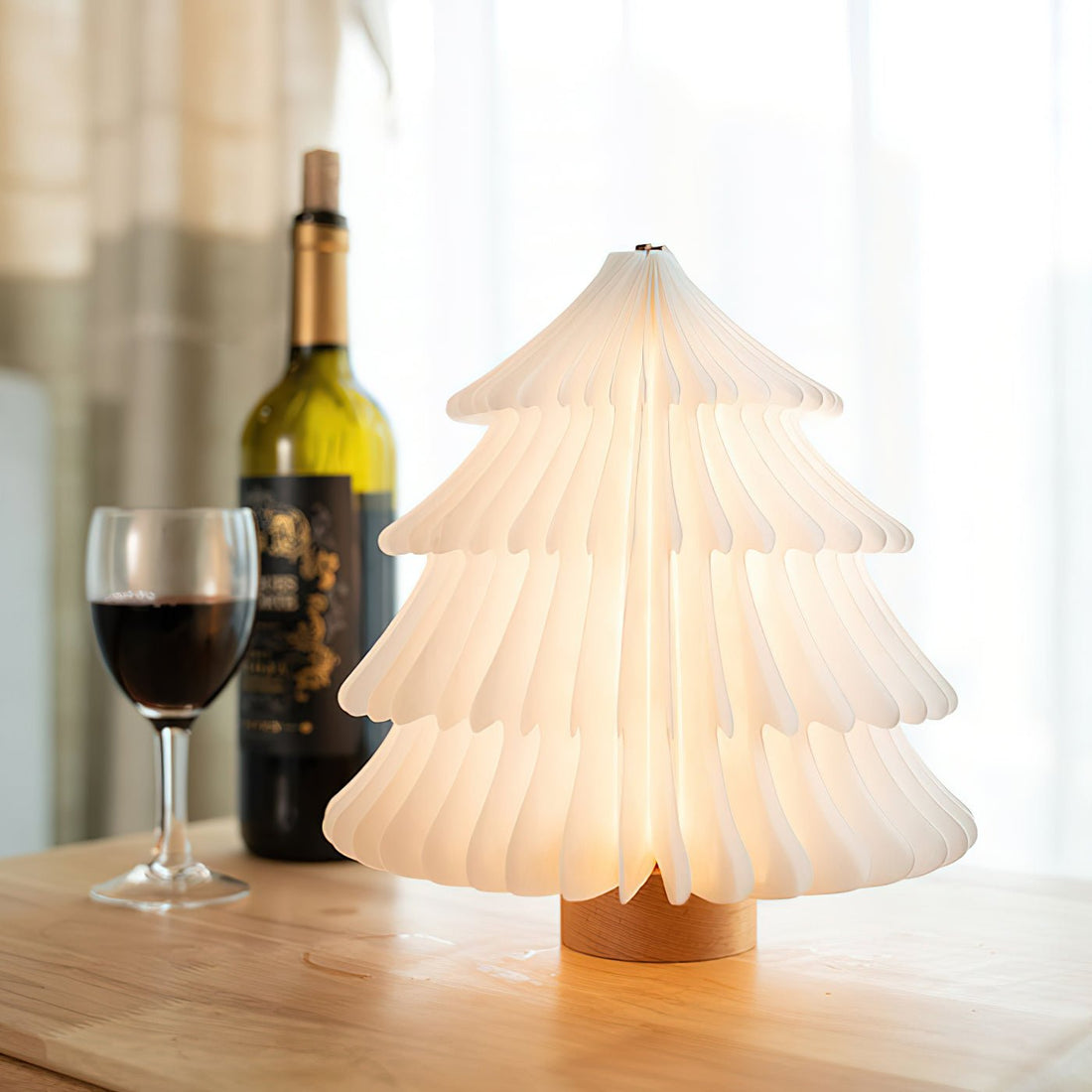 Faltbare Weihnachtsbaum-Tischlampe – LED-Licht aus Holz für das Wohnzimmer