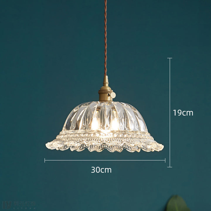 Glass Pendant Light – Vintage Shade Fixture for Kitchen Island Décor