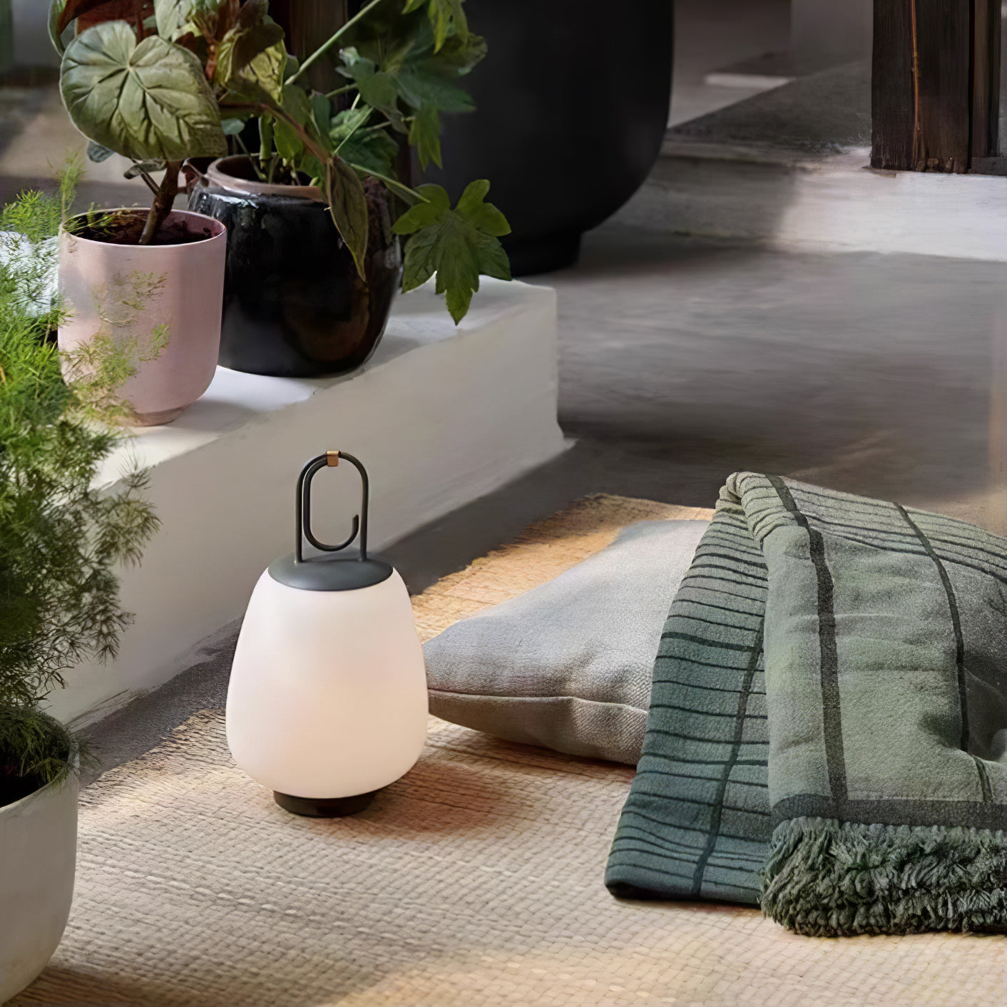 Lantern Table Lamp - USB Rechargeable Nordic Light for Indoor & Patio