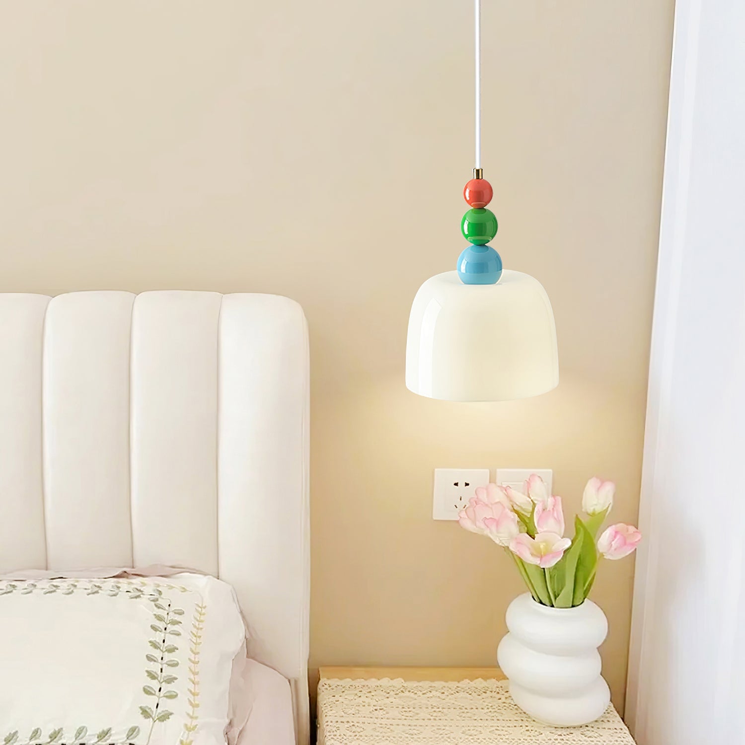 Colorful Beaded Glass Plug-In Pendant