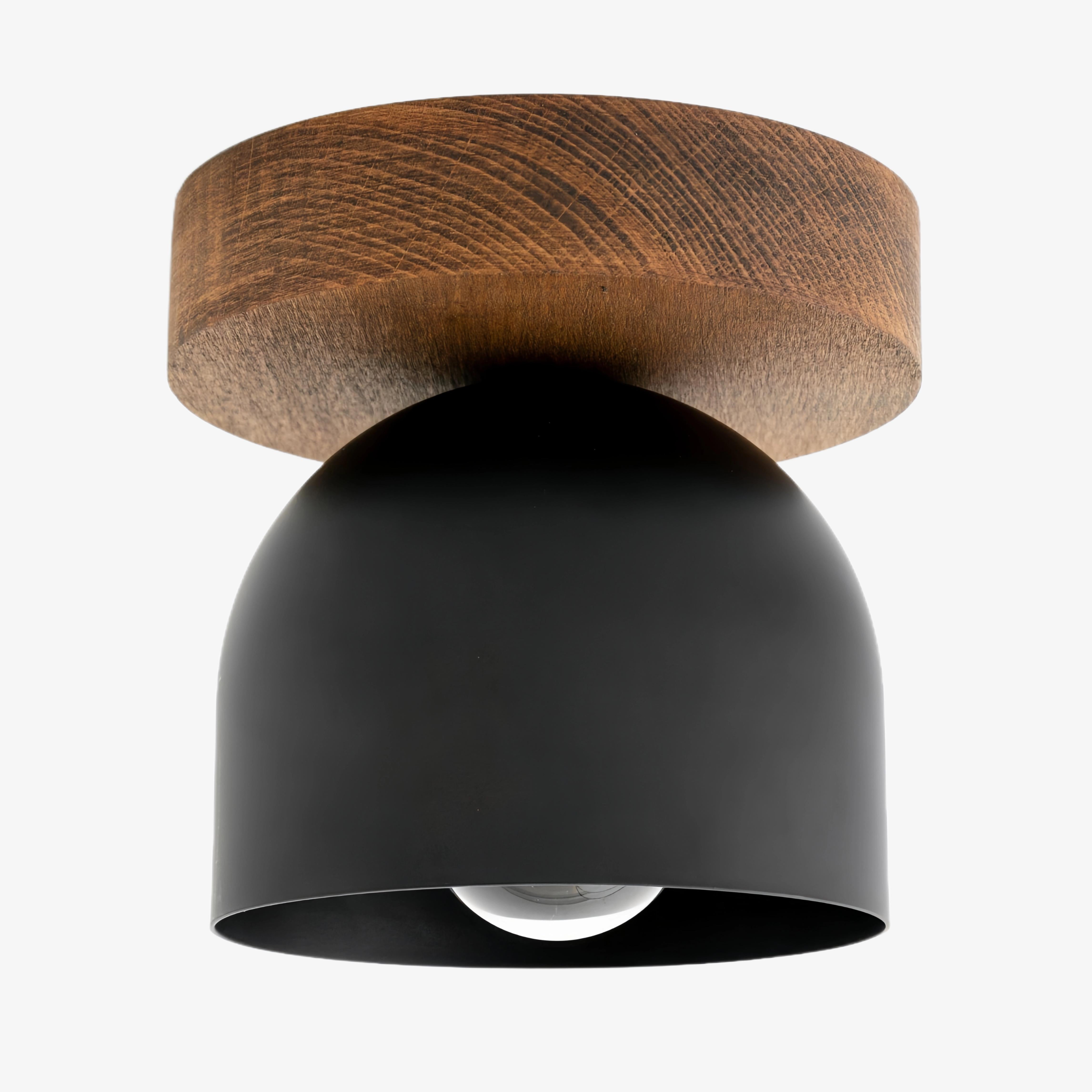 Metio Dome Moderne rustikale Deckenleuchte – Holz- und Metallfusion