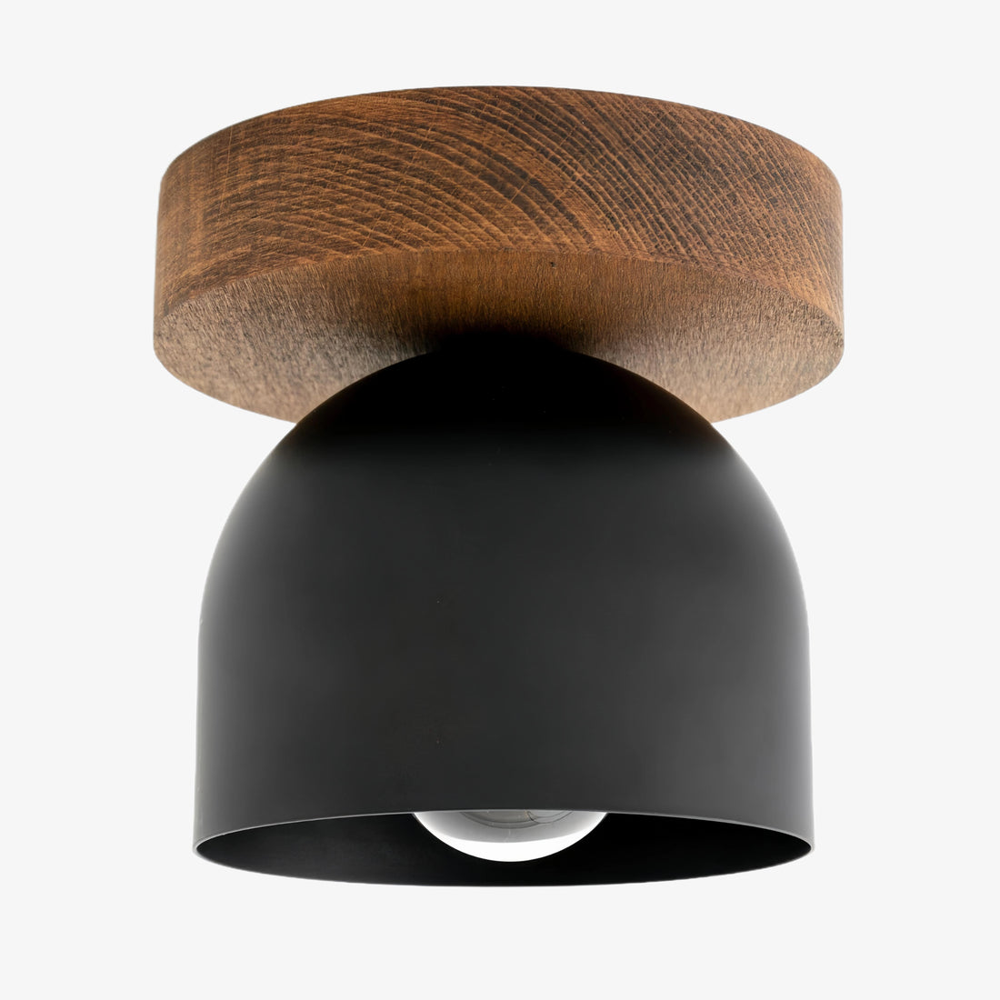 Metio Dome Moderne rustikale Deckenleuchte – Holz- und Metallfusion