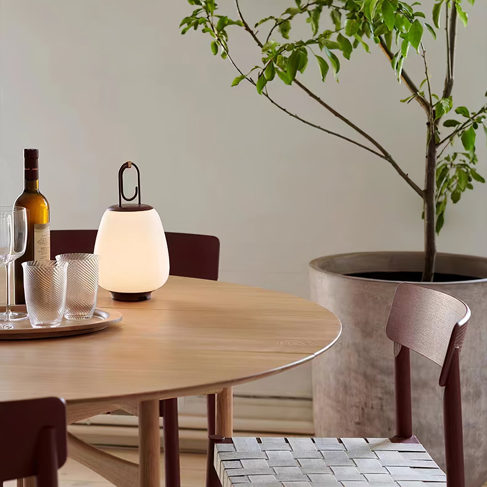 Lantern Table Lamp - USB Rechargeable Nordic Light for Indoor & Patio