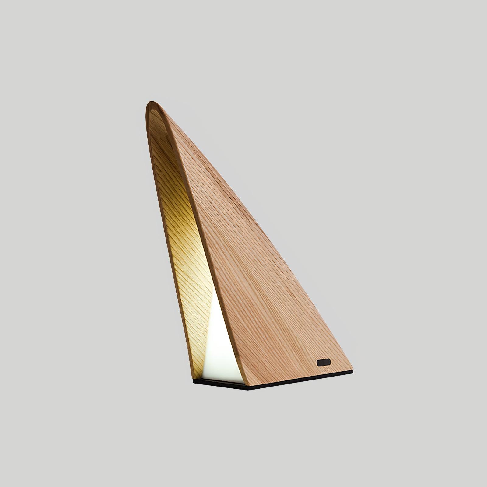 Triangular Table Lamp - Wooden Rechargeable LED for Bedroom & Office