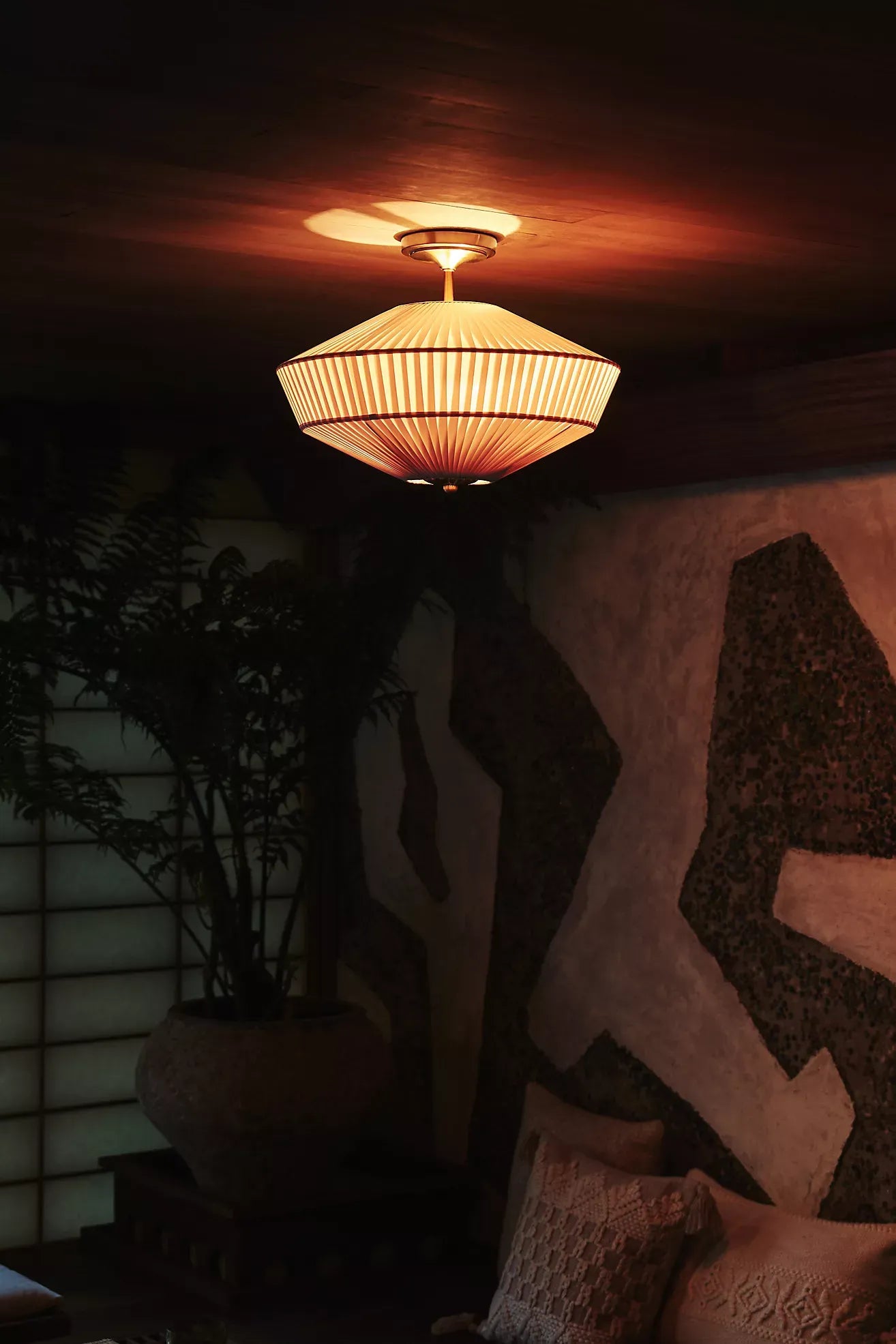 Elumina Silk Semi-Flush Mount - Modern Fabric Ceiling Light Fixture