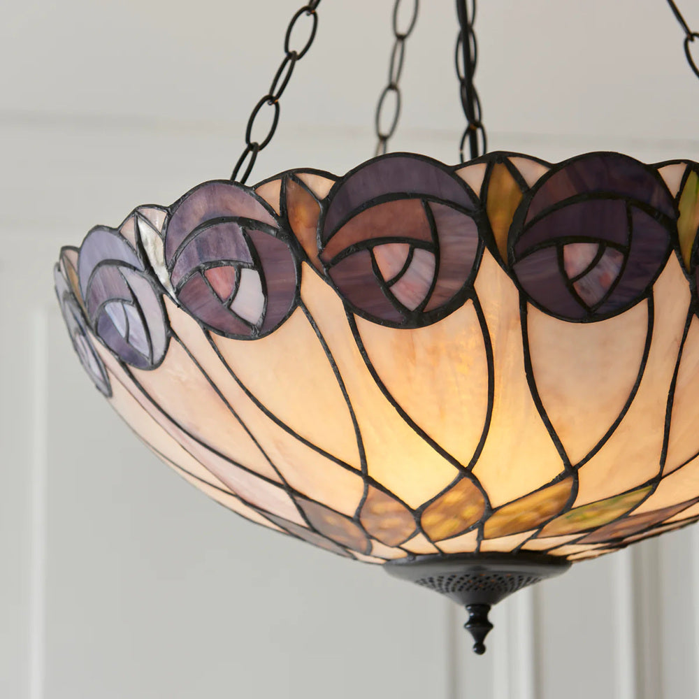 TF Hutchinson Tiffany Pendant - Inverted Art Glass Adjustable Pendant Light for Home