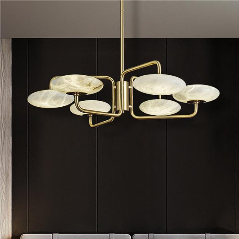 Classic Unique Disc Alabaster Chandelier