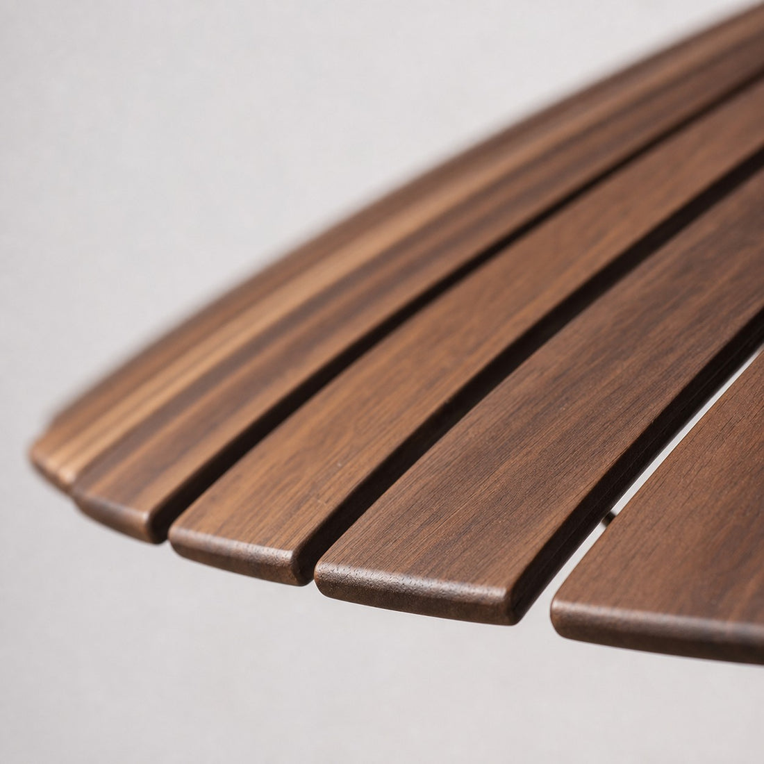 Close view of slatted wooden shade grain