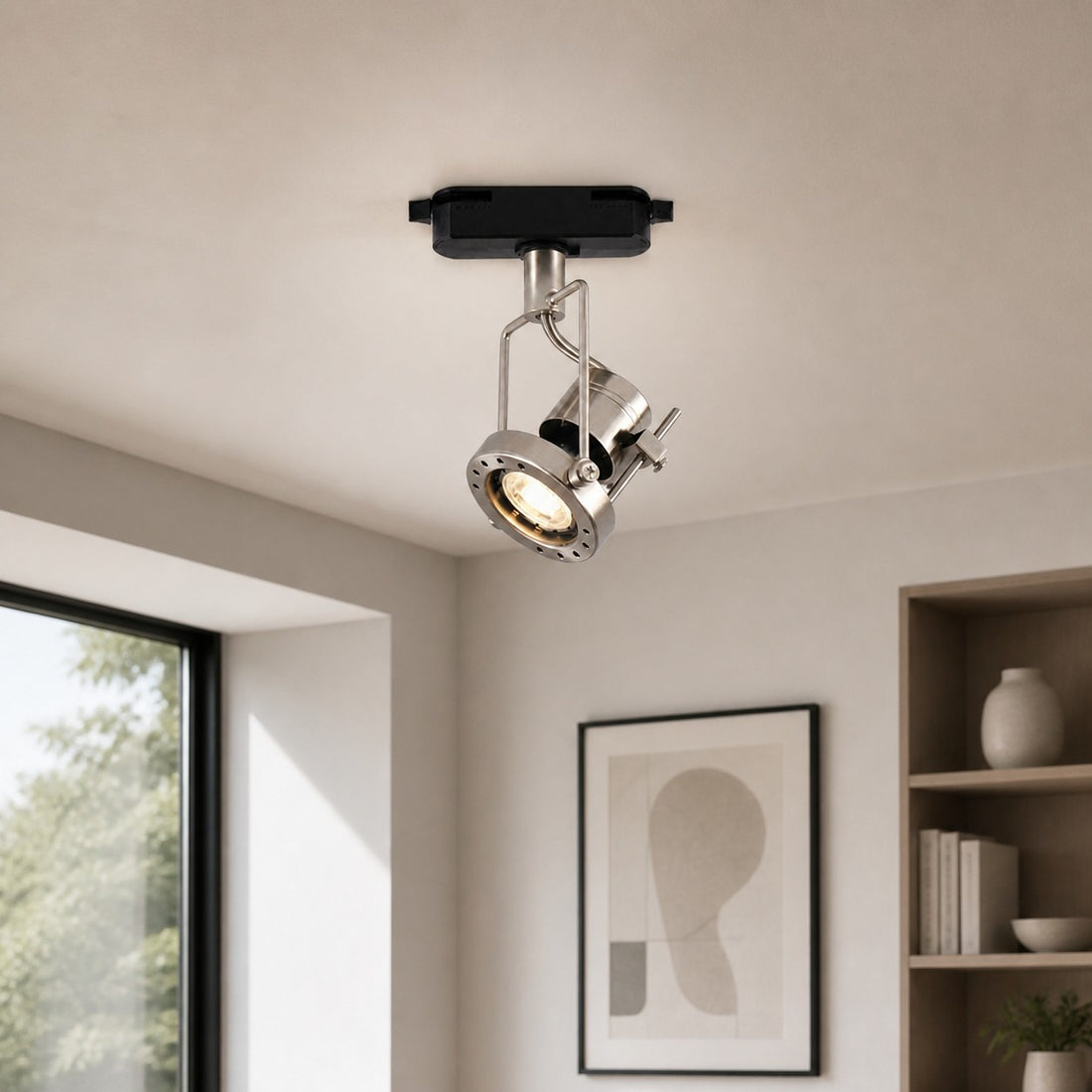 Verstellbarer Bauhaus-Spot aus gebürstetem Nickel