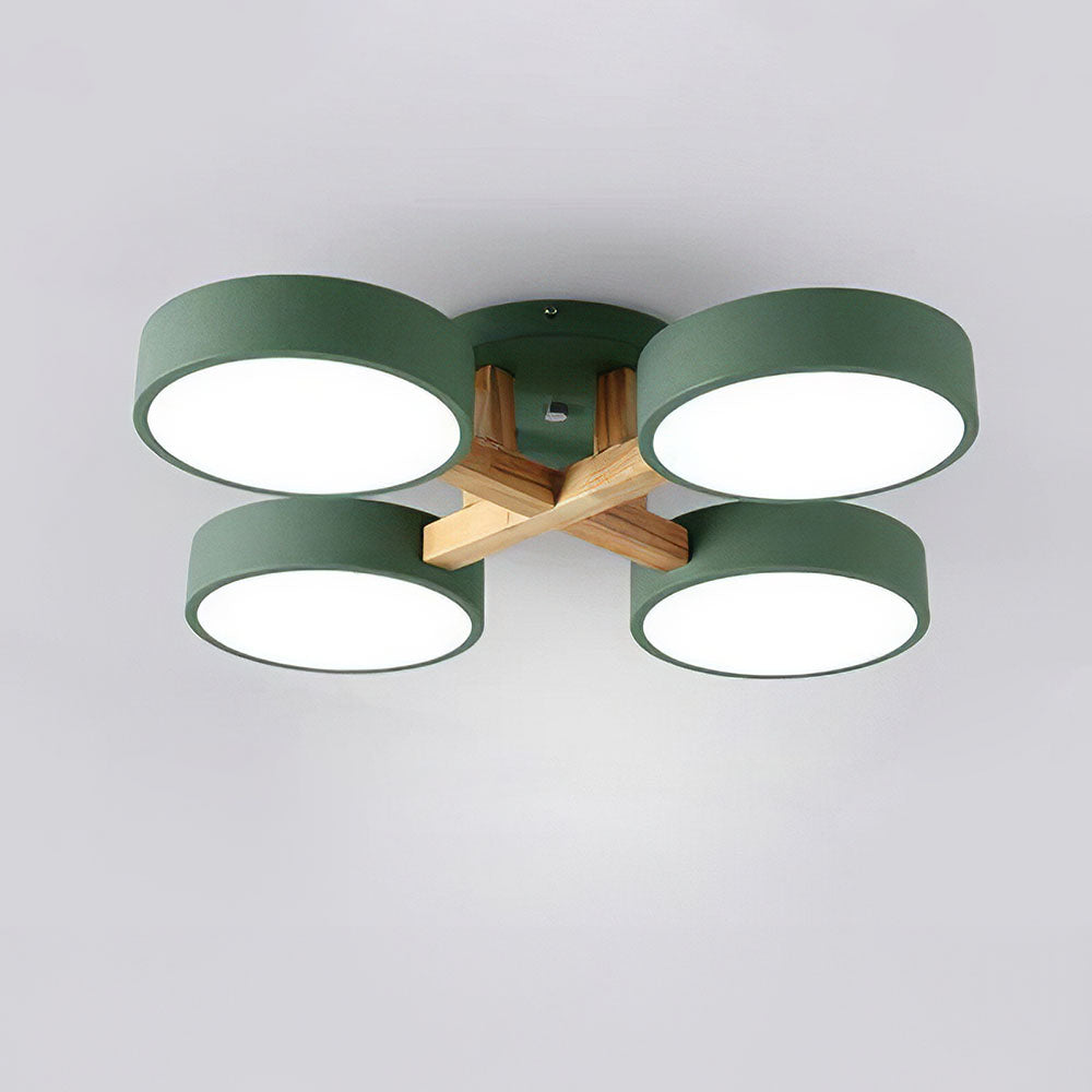LED Ceiling Light – Modern Iron Wood Fixture for Bedroom Ambiance