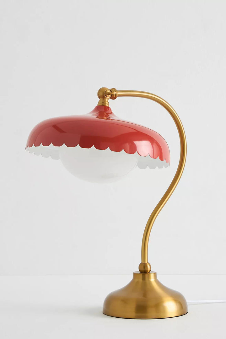 Rayla Curved Metal Base Table Lamp - Retro Scallop Light for Bedroom