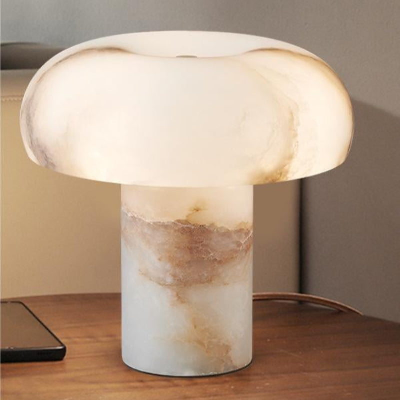 Alabasterstein mit Pilzstruktur Tischlampe