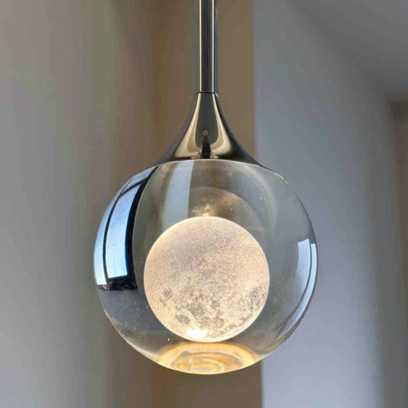 Moon Art Design Water Drop Clear Pendant Light