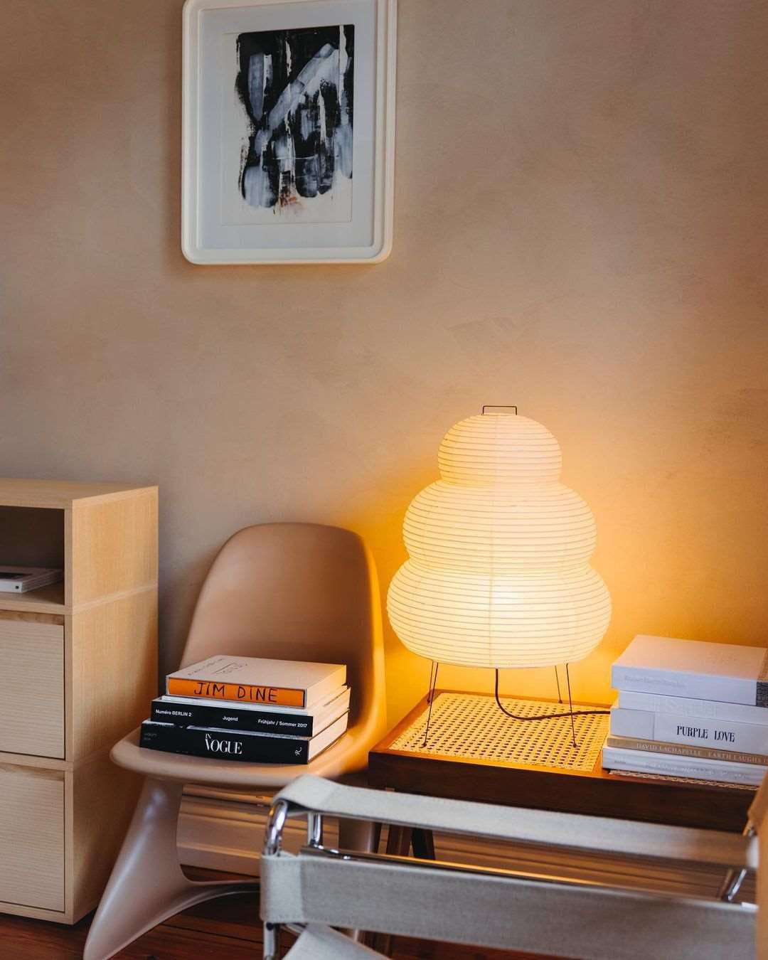 Japanisch inspirierte Papiertischlampe – Maulbeerpapierlampe fürs Schlafzimmer
