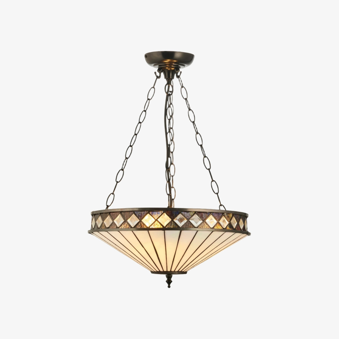 TF Fargo Adjustable Pendant with Stained-Glass Inspired Inverted Shade for Island and Dining