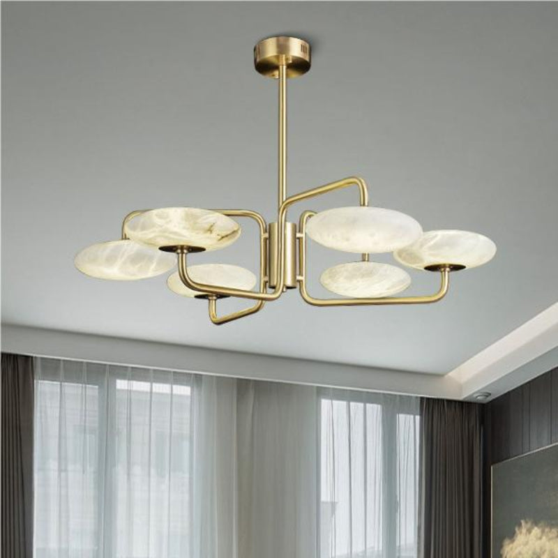 Classic Unique Disc Alabaster Chandelier
