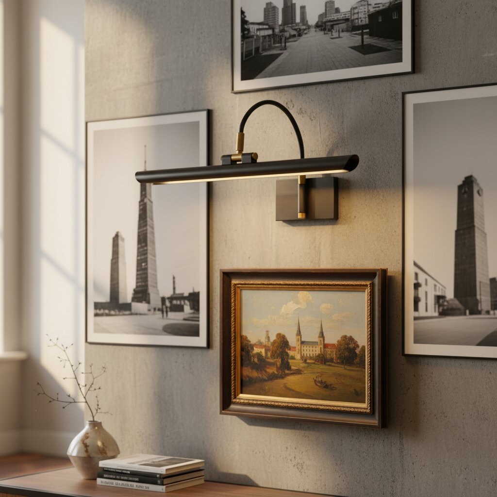Aurix Picture Light – Slim Shade Artwork Illumination Metal Finish Wall Fixture for Gallery