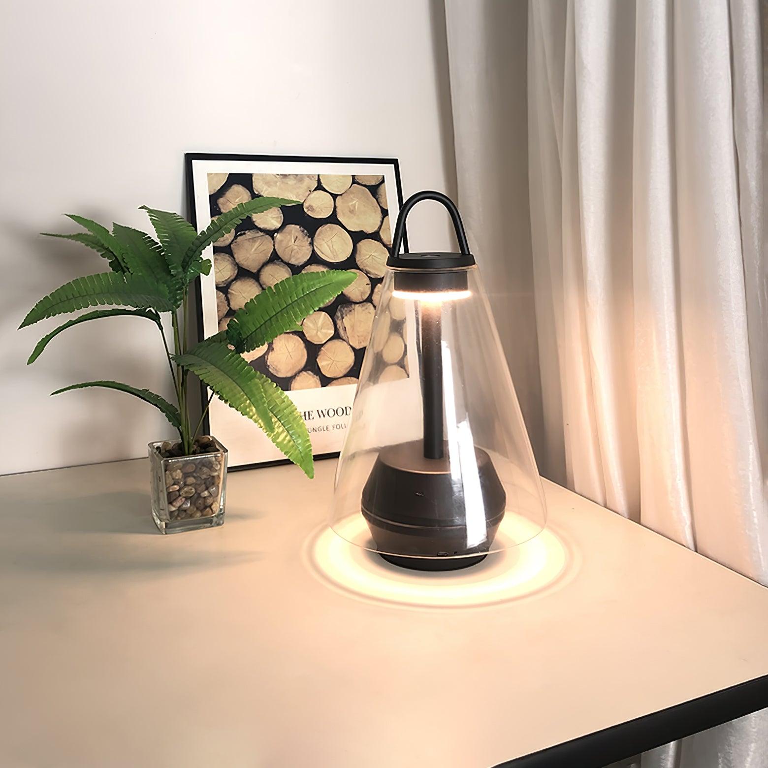 Table Lamp - Rechargeable Glass LED Light for Indoor Use