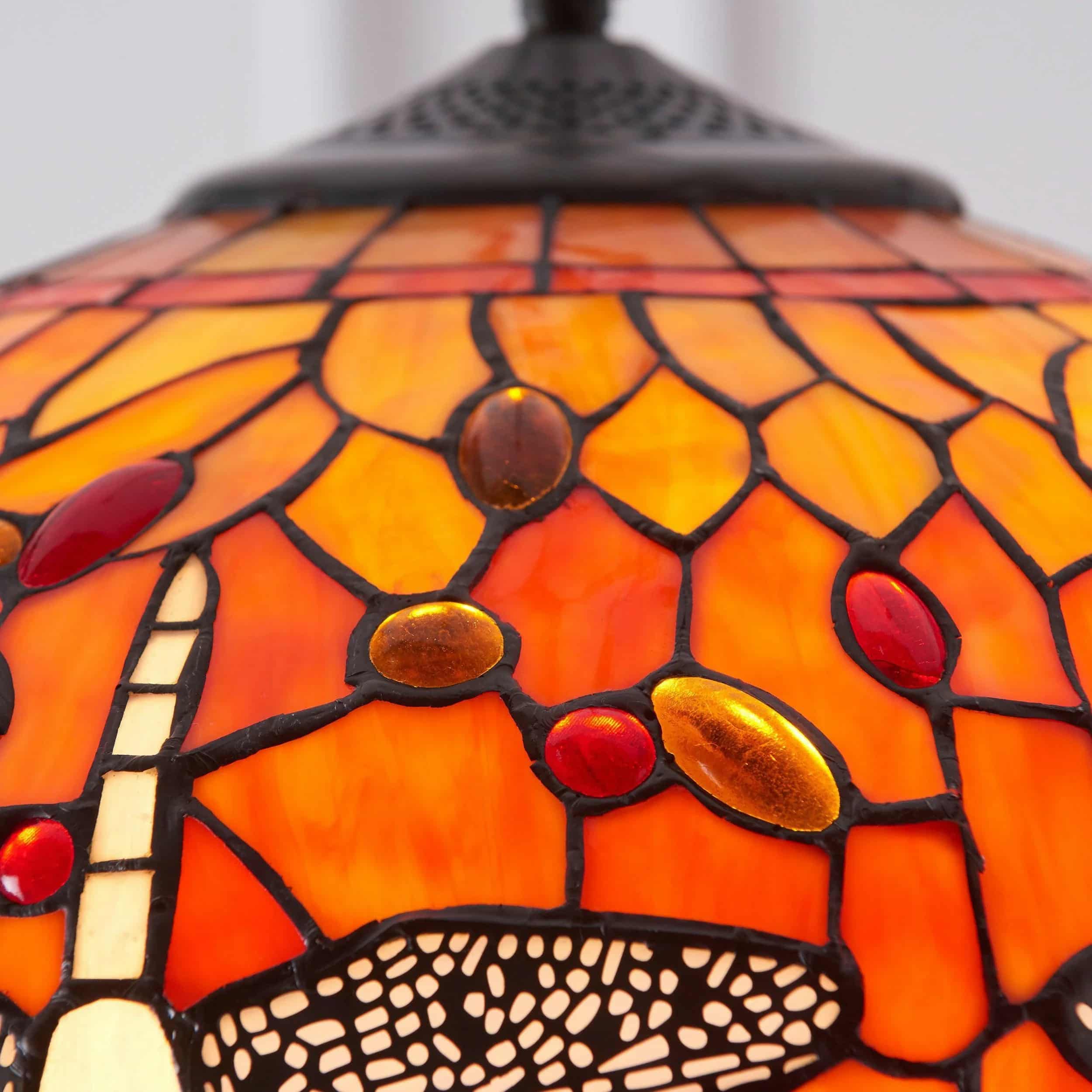 TF Dragonfly Tiffany Pendant Light – Art Nouveau Stained Glass Pendant for Living