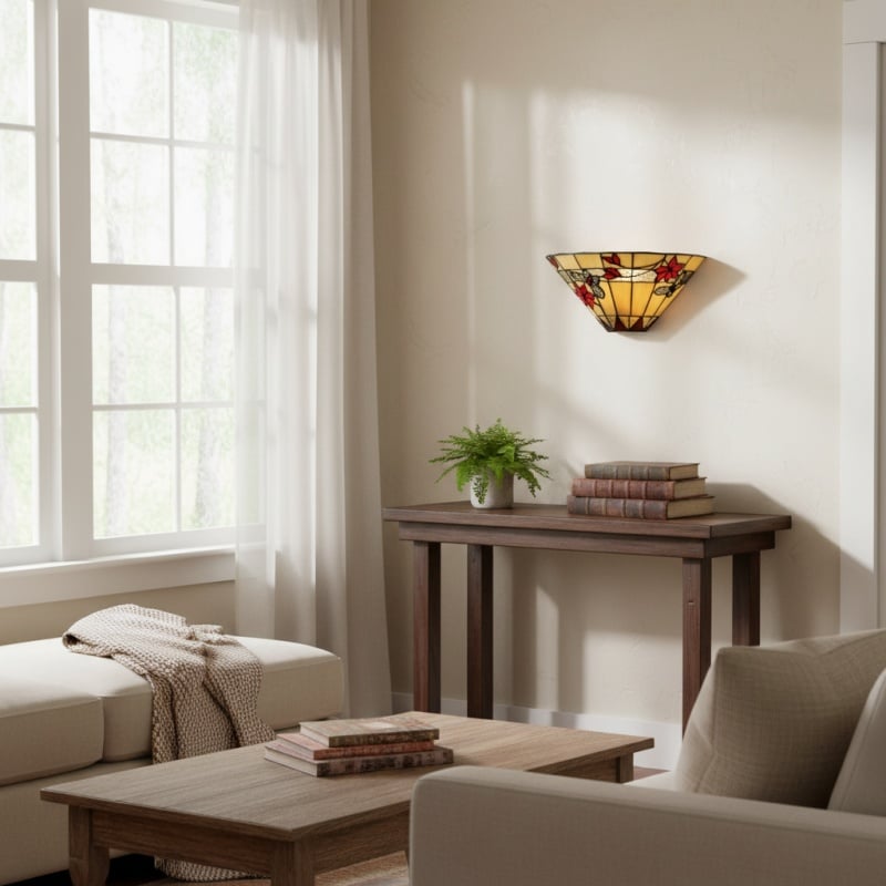 TF Butterfly Wall Sconce – Stained Glass Butterfly Design Wall Light for Bedroom and Living Room